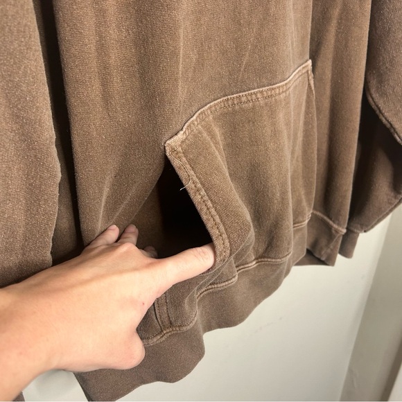 Pacsun Mindfulness Everyday Only Human Knit Brown Drawstring Pullover Hoodie Lg - Picture 7 of 10